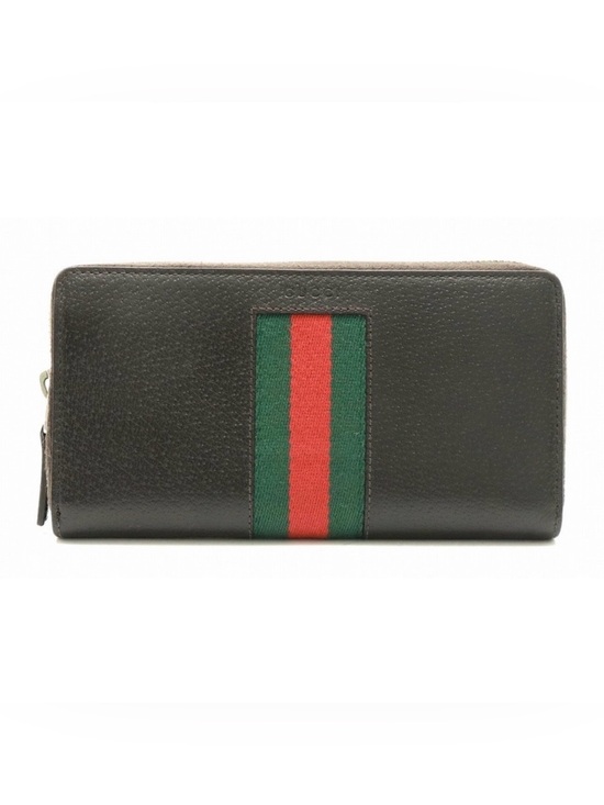 Gucci Accessories - Gucci Sherry Line Long Wallet
Leather Black Green Red